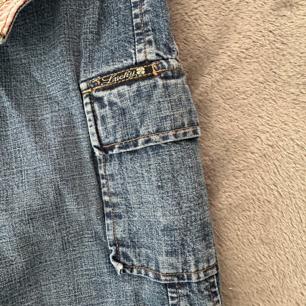 Vintage Lucky Brand Denim Midi Skirt Cargo 28/6 90s Y2K - Picture 4 of 10